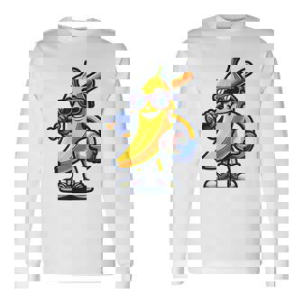 Banana Baseball Player Fruit Lovers Banana Baseball Long Sleeve T-Shirt - Seseable