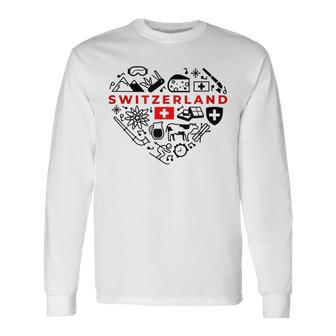 Bandera De Suiza Suiza País Suizo Decoración Suiza Camiseta de manga larga - Regaloses