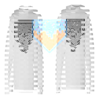 Baseball Home Plate Ice Cream Drip With Sprinkles For Boys Long Sleeve T-Shirt - Monsterry