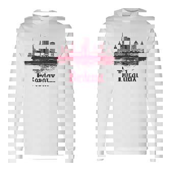 Burdeos Francia Minimalista Horizonte De La Ciudad Camiseta de manga larga - Regaloses