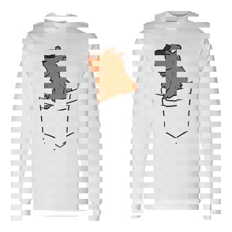 Capibara En El Bolsillo Lindo Capibara De Bolsillo Camiseta de manga larga - Regaloses