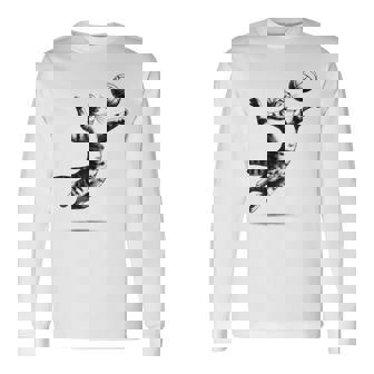 Cat Playing Volleyball Kitten Volleyball Player Vintage Long Sleeve T-Shirt | Mazezy