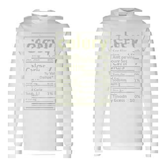 Celery Nutrition Thanksgiving Costume Food Facts Xmas Long Sleeve T-Shirt - Monsterry