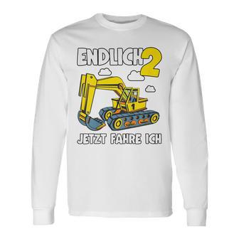 Children's Digger 2 Years Construction Site 2Nd Birthday Boys Langarmshirts - Geschenkecke