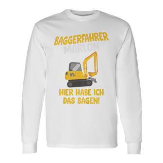 Children's Digger Driver Marlon Construction Site With Name Children's 80 Langarmshirts - Geschenkecke