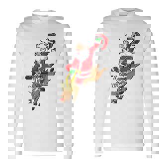Cowboy Santa Reindeer Rodeo Christmas In Texas Xmas Premium Long Sleeve T-Shirt - Monsterry