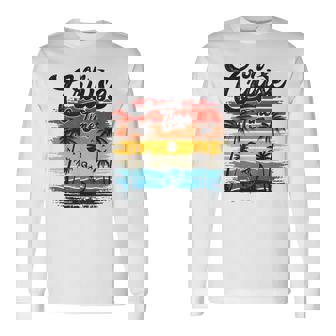 On Cruise Time Coconut Tree Graphic Summer Vacation Cruising Long Sleeve T-Shirt | Seseable UK