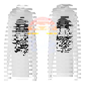 On Cruise Time Coconut Tree Graphic Summer Vacation Cruising Long Sleeve T-Shirt | Seseable CA