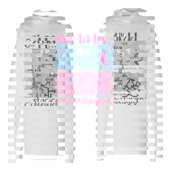 Cumpleaños Niña París Fiesta Temática Francia Torre Eiffel 6 Años Camiseta de manga larga - Regaloses