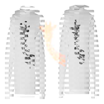Curious Giraffe Zoo Animal Sketch Long Sleeve T-Shirt - Monsterry