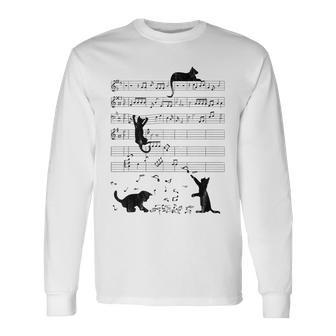 Cute Cat Music Noteintage Notes Musician Langarmshirts - Geschenkecke