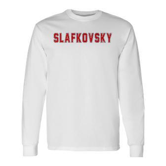 Distressed Team Slafkovsky Last Name Proud Family Blue Langarmshirts - Geschenkecke