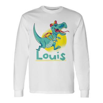 Enfant Louis Cadeau Nom Dinosaure T-shirt à manches longues - Cadeauxyz