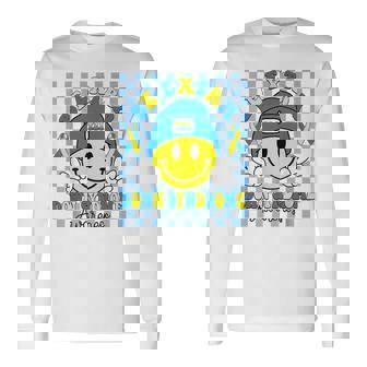 Be Extra Yellow And Blue Smile Face Down Syndrome Awareness Long Sleeve T-Shirt | Mazezy