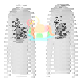 Fat Santa Relaxing Cocktail Beach Holiday Xmas Long Sleeve T-Shirt - Monsterry