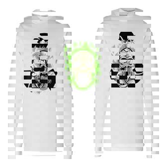 Flaming Skull Recycling Symbol Edgy With Flames Long Sleeve T-Shirt - Monsterry