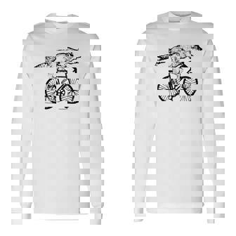 Fox Riding Bicycle Vintage Cycling Biking Fox Biker Long Sleeve T-Shirt | Seseable CA