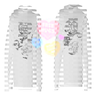 Free Hugs Just Kidding Don't Touch Me Valentines Day Hearts Tank Top Long Sleeve T-Shirt - Monsterry