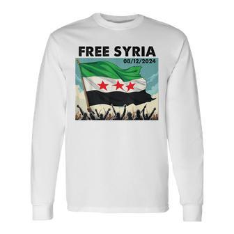 Free Syria Syria Revolution Freedon Flag Blue Langarmshirts - Geschenkecke