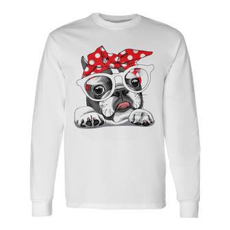 French Bulldog In Headband & Glasses Langarmshirts - Geschenkecke