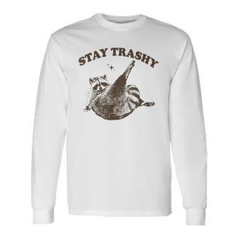 Raccoon Stay Trashy Fun Meme Gray Langarmshirts - Geschenkecke