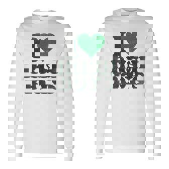 St Patrick Day I Love Irish Boys I Heart Irish Boys Long Sleeve T-Shirt - Thegiftio