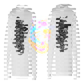 Genial Hip Hop Cat Urban Streetwear B-Boy Graffiti Camiseta de manga larga - Regaloses