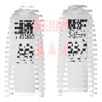 Gnomes Christmas Faceless Doll Merry Christmas Plaid Pajamas Long Sleeve T-Shirt - Monsterry