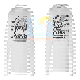 Gulf Of Us America Est 2025 Retro Vintage Beach Long Sleeve T-Shirt | Mazezy