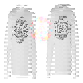 Hippie Teach Peace Flower Shirt Long Sleeve T-Shirt - Monsterry
