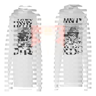 Howdy Putos Western Cowboy Skull Retro Vintage Long Sleeve T-Shirt | Seseable CA