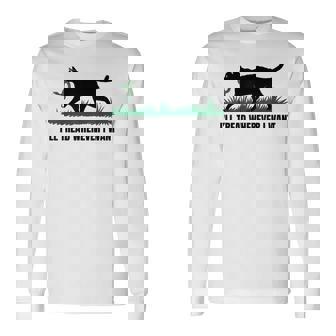 I'll Tread Wherever I Want Cat Lovers Adults Yellow Small Short Sleeve V-Neck Modern Animal Print Cat Themed Everyday Casual Long Sleeve T-Shirt - Monsterry