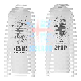 Islandia Retrointage Acuarelas Deporte Bandera Islandesa Camiseta de manga larga - Regaloses