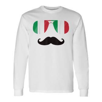 Italien Flagge Sonnenbrille Schnurrbart Italia Flaggen Langarmshirts - Geschenkecke