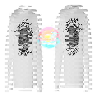Jekyll Island Georgia Vintage Sunset Palm Trees Beach Long Sleeve T-Shirt - Thegiftio UK