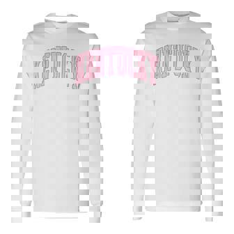 Kentucky Vintage Preppy Varsity Pink Sports Long Sleeve T-Shirt - Seseable