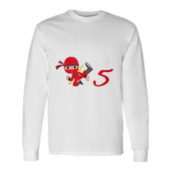 Kinder 5 Geburtstag Junge 5 Jahre Alt Fünfjähriger Ninja Rot Langarmshirts - Geschenkecke