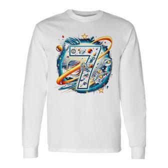 Kinder Astronaut 7 Geburtstag Weltraum Jungen 7 Jahre Raumschiff Langarmshirts - Geschenkecke