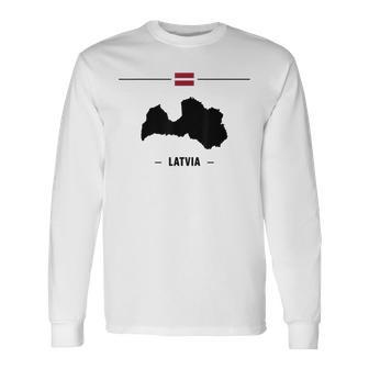 Lettische Flagge Mit Landkarte Und Name Des Landes Lettland Langarmshirts - Geschenkecke