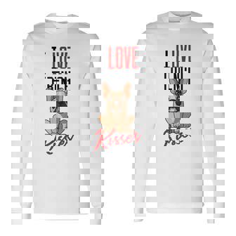 I Love French Kisses French Bulldog Doggy Frenchie Mom Long Sleeve T-Shirt - Monsterry