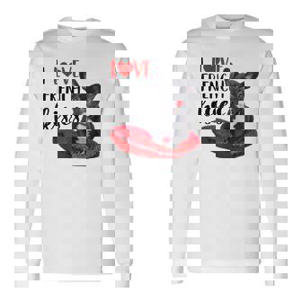 I Love French Kisses Cute French Bulldog Lover Dog Mom Long Sleeve T-Shirt - Monsterry