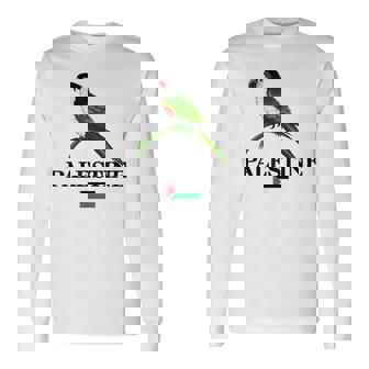I Love Palestine Cute Palestinian Bird With Palestine Flag Camiseta de manga larga - Regaloses