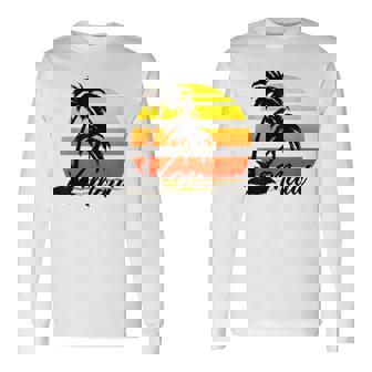 Maui Hawaii Sunset Palmeras Retro Camiseta de manga larga - Regaloses