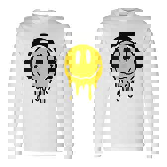 Melting Yellow Smile Smiling Melted Dripping Face Cute Long Sleeve T-Shirt - Monsterry