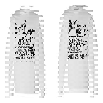 Mom Stressed Blessed Sometimes A Mess Cute Mama Life Long Sleeve T-Shirt - Monsterry