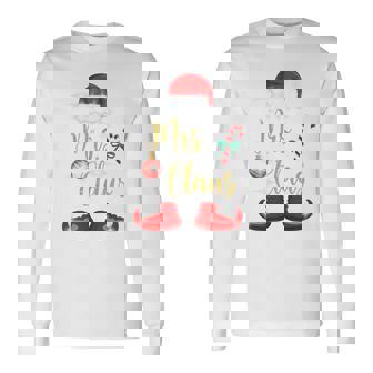 Mrs Claus Christmas Couples Matching Her Xmas Pajama Long Sleeve T-Shirt - Monsterry