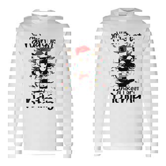 On The Naughty List I Regret Nothing Cat Christmas Lights Long Sleeve T-Shirt - Monsterry