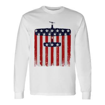 Nobler Control Line RC Airplane 4th Of July USA Flag Long Sleeve T-Shirt - Monsterry