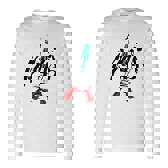 Paris France Flag With Eiffel Tower Paris Sketch Camiseta de manga larga - Regaloses