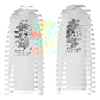 Peace Sign Sunflower Hippie Soul 60's Retro Freethinker Long Sleeve T-Shirt - Monsterry